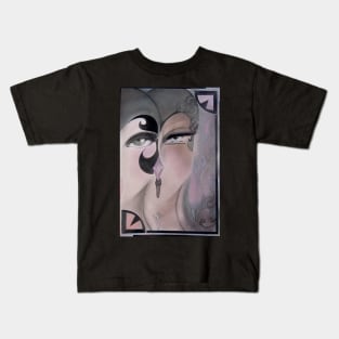 MUTED OP ART DECO FLAPPERS GREY PASTEL TINT Kids T-Shirt